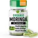 비타민 C, A, E, 칼슘, 칼륨, 철, 마그네슘, 단백질 및 아미노산을 가진 유기 Moringa, 영양분 유래제 지원 & 에너지, 채식주의자, 봉사 당 1200 MG, 90 CT