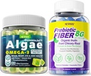 Vegan Omega 3 Gummies 1000mg + 성인 8g를 위한 Prebiotic 섬유 Gummies