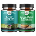 Liver Cleanse Detox & Repair Complex 및 Colon Cleanser & Detox의 번들 - Silymarin Milk - Lactobacillus Acidophilus Probiotic Supplement Body Cleanse와 초본 간병 지원 보충