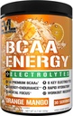 EVL BCAAs 아미노산 분말 - 근육 회복 Lean 성장과 내구시간을 위한 BCAA 에너지 전 운동 분말 - 6개의 열쇠 Electrolytes를 가진 포스트 운동 회복 음료를 재수 - 오렌지 망고