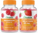 Lifeable 마그네슘 + 멜라토닌 20mg, Gummies 번들 - 훌륭한 타스팅, 비타민 보충, 글루텐 무료, GMO 무료, Chewable Gummy