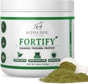 개 치아 청소 분말 - 개를위한 치과 분말을 Fortify - 신선한 녹색 보충제와 Plaque 제거제 및 신선한 배 호흡 - Kelp, Probiotics 및 기타 Tooth 청소 재료를 포함합니다.