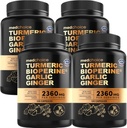 4-in-1 심황과 마늘 보충제 BioPerine - 마늘과 2360mg 심황 생강 뿌리 캡슐 - 높은 효능 초본 혼합 (120 ct, 4 팩)