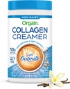 Orgain Collagen Coffee Creamer, 10g Grass Fed Hydrolyzed Collagen Peptides, French Vanilla - 유기 Oat 우유 분말, 코코넛 오일, MCT 오일, Avocado 오일, 헤어, 피부, 네일 및 공동 지원 - 10oz