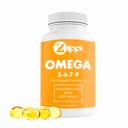 Zippi Omega 3-6-7-9 Camelina Softgels - 식물 기반 오메가 3-6-7-9 지방산 보충. Brain, Liver, Cardiovascular, Immunity 및 Joint 기능 지원