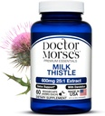 의사 Morse 우유 이틀 보충교재 25:1 추출물 600mg는 15000mg, Liver Detox 지원 4:1 추출물 300mg 1200mg Dandelion 뿌리에 동등합니다 - FDA는 매우 유력한 공식 - 60의 모자를 증명했습니다