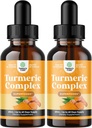 성인을 위한 유기 심황 액체 하락 - 까만 고추 Cinnamon를 가진 액체 심황 Curcumin 및 합동 소화 Immunity & 더 유기 보충교재 농축물 (2oz) (2)