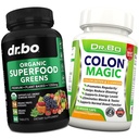 유기 Superfood Greens & Fruit Supplements - Intestinal Bloating을위한 Colon Cleanse Detox 공식 - 녹색 Veggie 분말 혼합 야채 식품 및 변비 완화 보충교재 Gut, Belly, Stomach
