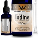 Thyroid 지원을위한 WellnessOne Iodine 드롭 - 칼륨 Iodide에서 빠른 행동 액체 Iodine 보충 - Immunity & Cognition & Maximizes Iron Absorption - 1.67 fl oz