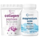 마이크로 성분 다 교원질 단백질 분말 16oz & 마그네슘 산화물 400mg 뭉치 팩 | 잔디 먹이는 교원질 펩티드 | 최대 농도를 위한 성분 모양