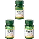 Nature's Bounty Biotin, 비타민 보충, 셀룰러 에너지와 건강한 머리, 피부, 및 못, 1000 mcg, 100 정제 (포장 3)를 위한 Metabolism 지원