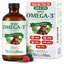 Maxi Health Omega 3 for Kids Supplement – Kosher Omega 3 Kids Fish Oil Liquid with DHA & EPA – Fruity Burst 풍미를 사용한 액체 생선 오일 보충 Mood, Brain, Focus, Bones & Eyes (8 oz)