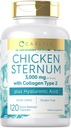 Carlyle 닭고기 Sternum 연골 교원질 캡슐 | 유형 II 3000mg | 120의 알약 | Hyaluronic 산 | Non-GMO, 글루텐 무료