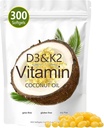 비타민 D3 K2 Softgel, D3 K2 비타민 10000 IU, 10000 IU VIT D3 + 200 MCG 비타민 K2, GMO, 글루텐, 콩, 뼈 건강, 지원 칼슘 흡수, 300 젤
