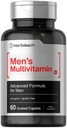 Horbäach Mens Multivitamin | 60 Caplets | 고급 공식 | 비타민 C, D, 마그네슘, 미네랄 및 기타 | 비 GMO 및 글루텐 무료 보충