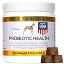 PetScy - Probiotic Chews for Dogs, Probiotic for Dogs of All Ages, Sizes & Breeds with Prebiotic Fiber and Pure Omega-3 | 피부, 코트, 과장 건강, 30 체스 개선