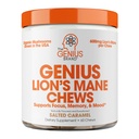 Genius Lion 's Mane Soft Chews Supplement - 초점, Clarity, Memory, Energy, Brain Health Support를위한 Nootropic 버섯 - 소금 카라멜 풍미