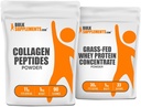 BulkSupplements 교원질 펩티드 1kg + 잔디에 의하여 융합되는 Whey 단백질 농축물 1kg 뭉치