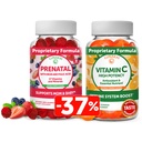 Lunakai Prenatal 및 비타민 C Gummies 번들 - 철 및 Folic 산이있는 임신 멀티 비타민 보충 - 300mg 유기, 비 GMO, Vegan Chewable Gummy - 30 일 공급
