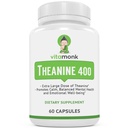 VitaMonk L Theanine 400mg 보충교재 - 인공적인 충전물 없음을 가진 L Theanine 400mg - 여분 힘 L Theanine 보충교재 - Ltheanine 60의 캡슐