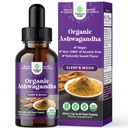 USDA 유기 Ashwagandha 액체 드롭 - 스트레스와 무드 지원을위한 Ashwagandha 뿌리 추출물 - 성인을위한 맛있는 순수한 Adaptogen Drop - 휴식을위한 무료 초본 통기성 - 30 ml 병