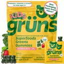 Gruns 아이 비타민, 슈퍼 그린 Gummies, 슈가 프리 슈퍼 푸드 거미 곰 Spirulina, Chlorella, 소화 건강을위한 Prebiotics 섬유, Adaptogens 보충, 20 비타민 & 미네랄, 28 일 팩