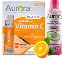 오로라 Nutrascience 메가 Liposomal 비타민 C 32 팩 + 비타민 D3/K2 병 뭉치 - 면역 지원 & 인지 건강을 위한 보충교재 - 32의 서빙 각각
