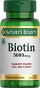 Nature 's Bounty Biotin, 셀룰러 에너지 및 건강한 모발, 피부 및 손톱, 5000 mcg, 72 Softgels에 대한 Metabolism 지원