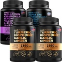 MEDCHOICE Turmeric & Ginger (240ct), 수면 멜라토닌 (90ct) 및 Nootropic Brain (60ct) 보충 번들 - 뇌, 수면, 및 면역 지원을위한 웰빙 트리오 - Vegan, Non-GMO, 글루텐 프리