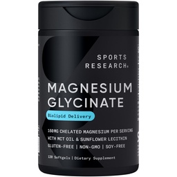 스포츠 연구 ® 마그네슘 글리세린 - 수ports Restful 수면 & 효소 과정 - 160 mg 킬레이트 마그네슘 - 액체 Softgel - 120 조사