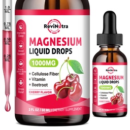 마그네슘 글리세린 액체 하락, 1000mg 마그네슘 글리세라이드, 섬유, Beetroot, 수면, Calm, 근육, 에너지 및 휴식, 2 Fl Oz, Sugar-Free Cherry 풍미를 위한 비타민 B & C를 가진 구연산염 & Taurate