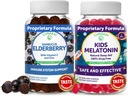 Lunakai 성인 Elderberry와 어린이 Melatonin Gummies 번들 - 성인 및 어린이를위한 아연 및 비타민 C와 면역 지원 - 비 GMO, Vegan, 글루텐 무료 천연 수면 거미