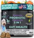 개 소화 건강을위한 Googipet Probiotics - Prebiotics 및 Probiotics Chews for Dogs Gut Health + Digestive Enzymes - Yeast Itchy Skin Itchy Ears w/Papaya, Pumpkin 및 Fiber