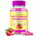 PMS Gummies - 여성을위한 행복한 흐름 PMS 지원 보충 - 호르몬 균형을위한 비타민 B6와 Strawberry PMS 완화 보충, 기간 지원, 크림, Hormonal Acne & Bloating 구호 (60 조사)