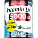 FITO MEDIC의 실험실 - 비타민 d - 5000 IU의 - 비타민 d3-360 Softgels - 비타민 d3 5000 iu - 뼈, 치아, 근육 및 면역 건강 지원, 매우 높은 흡수, 비타민 d3.