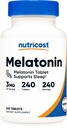 Nutricost Melatonin 3mg, 240 정제 - 서빙 당 3mg, 비 GMO, 글루텐 무료