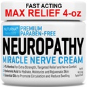 Neuropathy Nerve Relief Cream - Targeted Relief 및 Soothing Nerve Comfort을위한 프리미엄 Nerve Cream 3X 액션 - 발 손 다리 발가락 및 뒤를위한 4% Menthol Arnica MSM과 최대 강도 - 대형 4 Oz