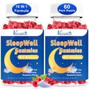 성인과 아이를위한 수면 Gummies - Magnesium, L-Theanine, 비타민 B12, Vegan - 라즈베리 맛, 120 Cts와 설탕 무료 Melatonin Gummies