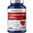 NusaPure L 아르기닌 1000 mg 200 Veggie 캡슐 (비 GMO, 채식주의, 채식주의)