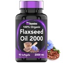 tnvitamins 유기 Flaxseed 기름 Softgels: 2000 mg - 90 Softgels | 오메가 3 지방산에서 높은 | 여성 및 남성을위한 Flaxseed 기름 보충교재 | 비 GMO