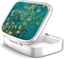 Pill Box 2 Compartment 작은 알약 케이스, 포켓 또는 Purse Pill 주최자 Pill 컨테이너 홀더 비타민, 약물, 생선 기름 및 보조 식품 (아몬드 Blossom)을 보유