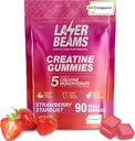 크레아틴 Monohydrate Gummies - 서빙 당 5g Creapure Creatine - Vegan - 부스트 근육 힘, 내구시간, 회복 & 정신 초점 - 90 Gummies, 글루텐 자유로운 (딸기)