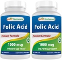 제일 자연적인 Folic 산 1000 mcg (비타민 B9), 240의 정제 (1000 mcg 2)의 팩)