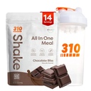 310 영양 올인원 식사 교체 쉐이크 파우더 w / 쉐이커 컵 스타터 키트 - 고단백 섬유 리치 Vegan Superfood Blend - Sugar-Free, Keto & Paleo Friendly, 낮은 캐비 - 초콜릿 블리스 터 14 srv