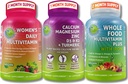 Vegan Multivitamins & 칼슘 Trio–Whole 음식 Multivitamin 철 + 철 + 식물 기반 칼슘, 마그네슘, 아연, D3, K2 및 심황 - 에너지, 뼈 및 면역 지원