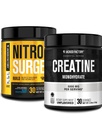 Jacked Factory Nitrosurge Build Pre Workout with Creatine for Muscle Building (30 서빙, 블루 라즈베리) & 근육 성장을위한 크레아틴 Monohydrate Powder & Recovery (30 서빙, 불발)