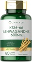 Carlyle KSM-66 Ashwagandha 600mg | 120 캡슐 | L-Theanine의 추출물 보충 | Vegan, Non-GMO, 글루텐 무료