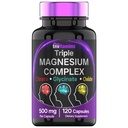 Triple Magnesium Complex Supplement 500mg: 마그네슘 글리세라이드, 시트레이트, & 산화물 - 120 캡슐 (4 개월 공급!) | 1 캡슐 서빙 제공 125% 일일 가치 | Non-GMO, Made in the USA!