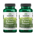 Swanson Turmeric & Black Pepper - 유기 관절 건강, 심장 건강, 소화, & Liver 지원 보충 - 향상된 생체 이용성 및 흡수를위한 천연 공식 - (60 Veggie 캡슐) 2 팩