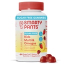 SmartyPants Kids Multivitamin Gummies, 설탕 무료 : 오메가 3 (ALA), 비타민 D3, C, 비타민 B12, B6, A, K & 아연 Immune 지원, Biotin, Erythritol 무료, Strawberry Banana, 44 카운트 (22 일 공급)
